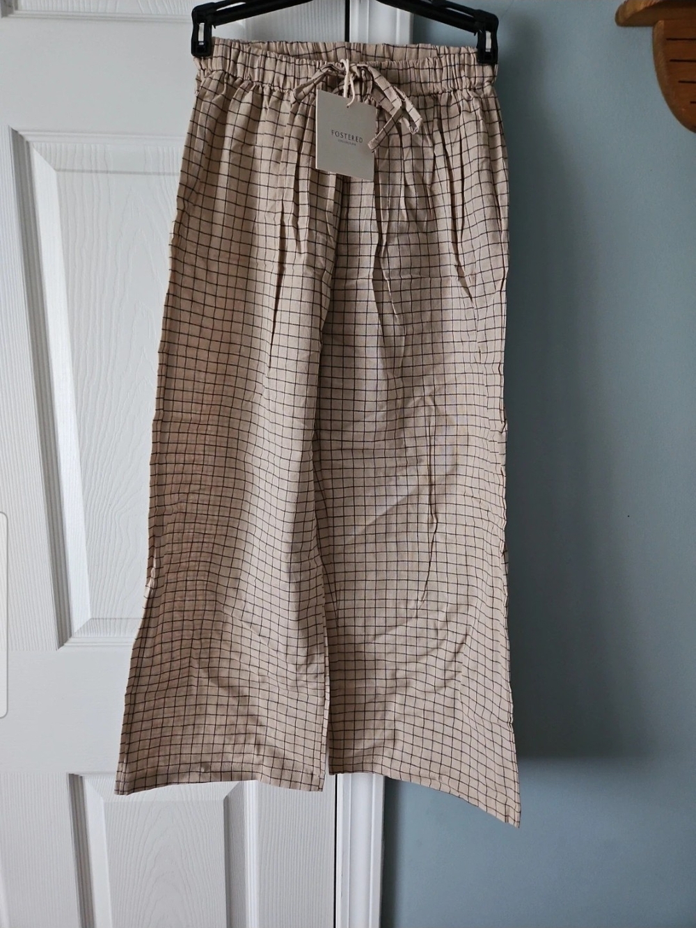 Fostered Kids Beige Grid Drawstring Chinos